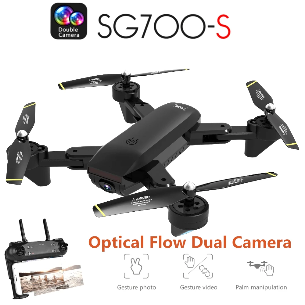 

SG700-S RC Drone with Camera 1080P Wifi FPV Foldable Quadcopter Optical Flow Dual Camera Selfie Drone Palm Control Flying Toys