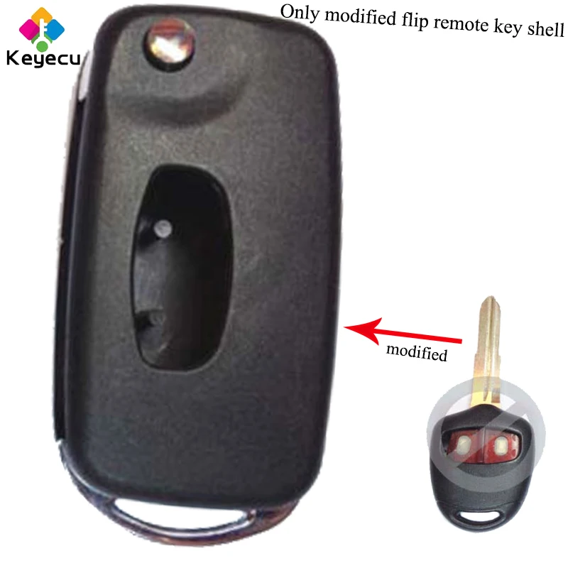 

KEYECU Replacement Folding/ Flip Remote Car Key Shell - 2 Buttons & Uncut Blade - FOB for Mitsubishi Pajer L200 - Only Key Shell
