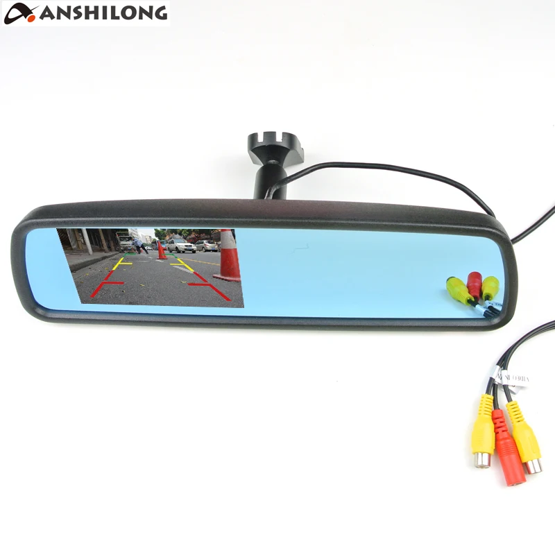 ANSHILONG 4.3 inch TFT LCD Car Rear View Mirror Monitor with Special Bracket 2CH Video Input + Menu Button | Автомобили и