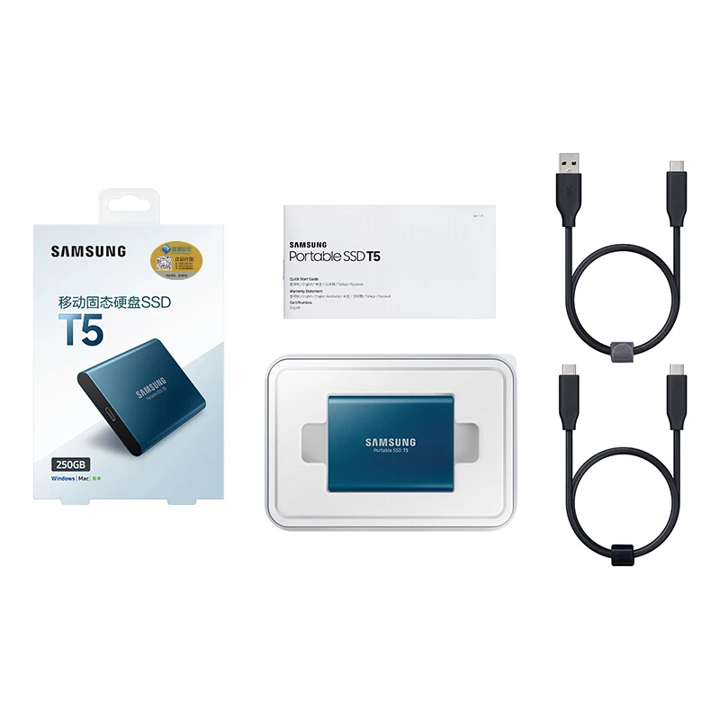 Samsung T5 портативный SSD 500GB 1 ТБ 2 ТБ USB3.1 внешние твердотельные накопители USB 3,1 Gen2 и обратная совместимость для PC MAC