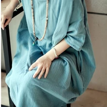 Новое Женское винтажное длинное платье большого размера женское Свободное длинное платье, Роба 19003