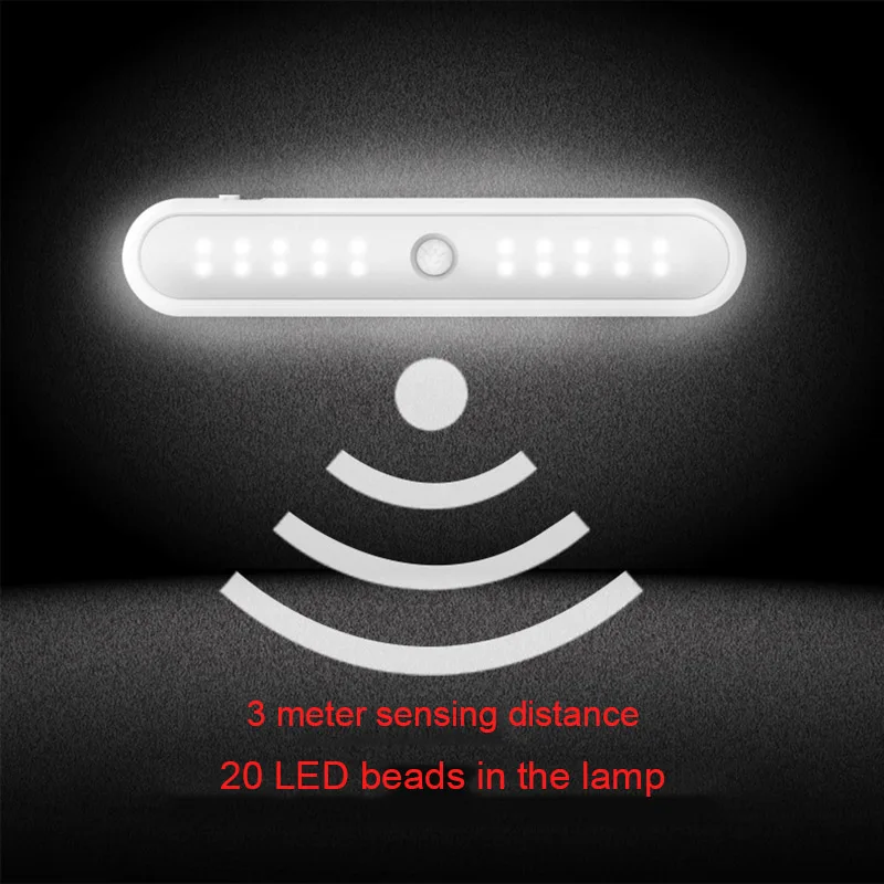

Portable Wireless 20 LED Cabinet Night Light PIR Motion Sensor Closet Under Lamp SDF-SHIP