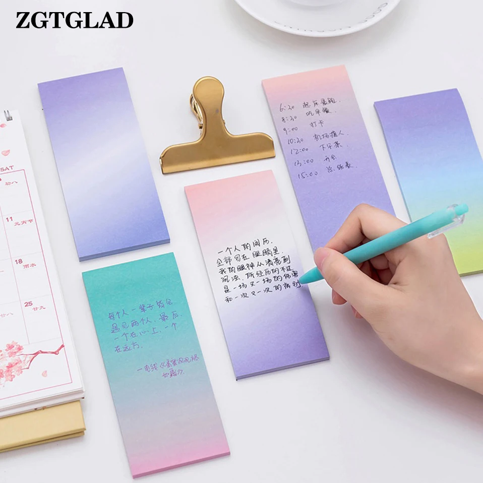 

ZGTGLAD 1 Set New Colorful Sticky Notes Fantastic Memo Pad Long Gradient Sticker Stationery Home DIY Decoration Random Color