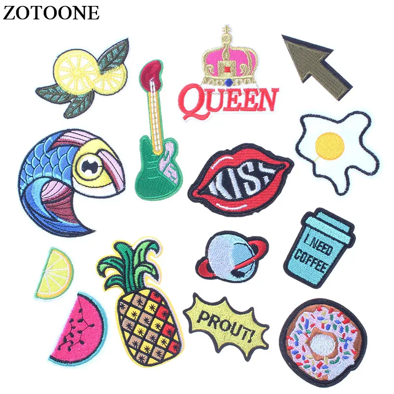 

ZOTOONE DIY Applique Fruit Letter Embroidery Patches Jeans Shorts Cute Rose Anime Iron on Patchwork for Girl Dress Clothing E