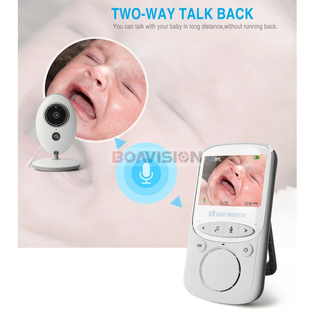 BOAVISION VB605 portátil de 2,4 pulgadas LCD Wireless Baby Monitor Video Radio cámara de niñera intercomunicador IR Bebe Cam Walkie hablar con la niñera - 3