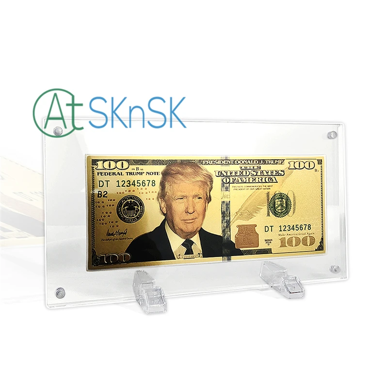 

Drop-shipping Wholesale Transparent Acrylic Banknote Display Case Holder Stand with Two holders Suit for All Banknotes