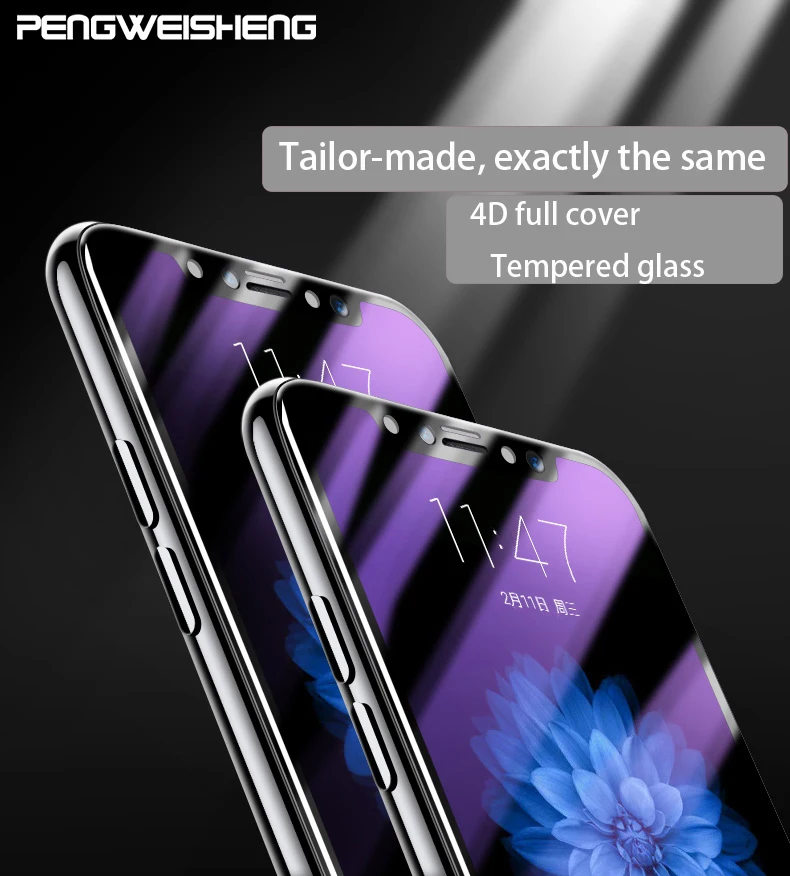 4D Full Glass Tempered Glass For Apple iPhone X 10 Screen Protector For iPhone X Glass Anti Blue Light 2.5D Clear Film