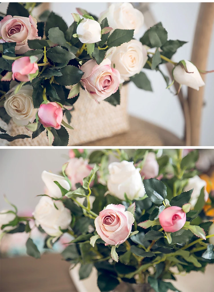 JAROWN Artificial Flowers Silk Rose Continental Retro Fake Flower Home Decoration Wedding DIY Decoration Flores (18)
