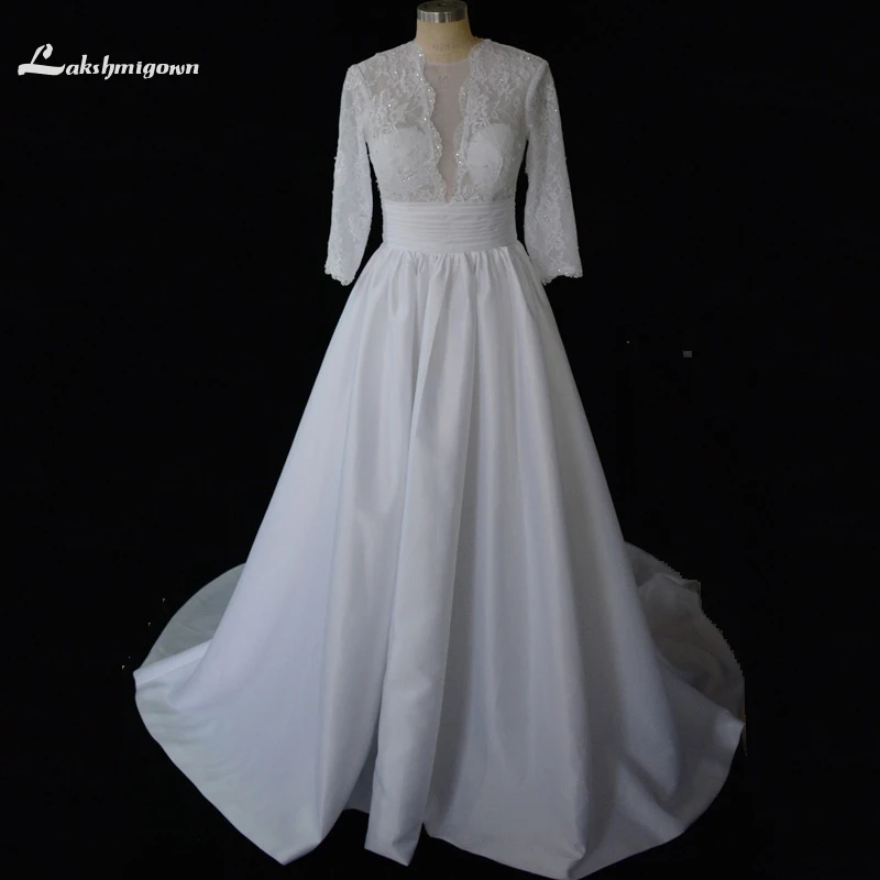 Vestido de novia, настоящий образец, свадебное платье, кружева, аппликация, тюль, линия, длинный рукав, свадебные платья, платья невесты