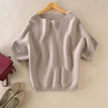 

2019 autumn winter sweater women cashmere sweater loose size batwing shirt short-sleeve knitted wool sweater female pullover