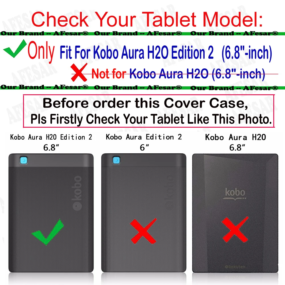 Тонкий роскошный чехол из искусственной кожи для 2017 Kobo Aura H2O Edition 2 (6 8 дюйма)
