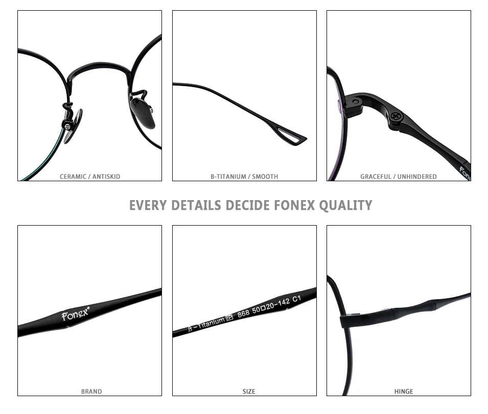 FONEX из чистого титана, оптические очки для женщин, новинка, негабаритные очки кошачий глаз, оправа, очки по рецепту, очки для близорукости, очки 868