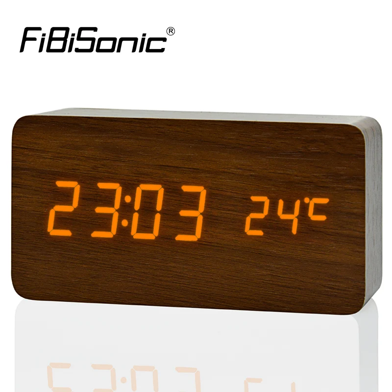 Buy Large Size Wooden Alarm Clocks with Thermometer
