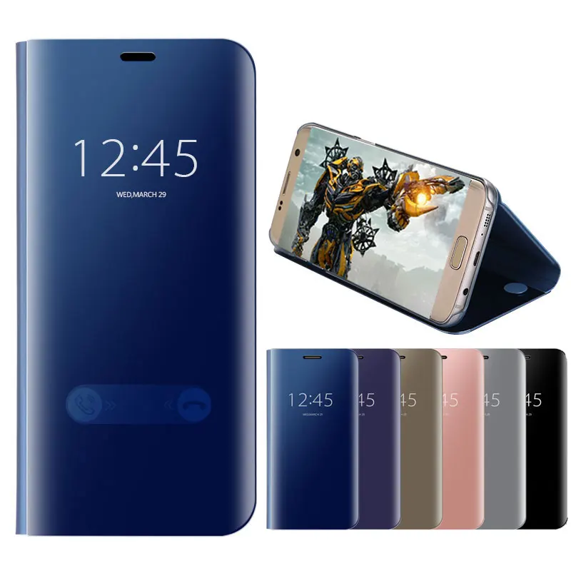 

Flip Cases For Samsung Galaxy A8 2018 plus J7 Neo NXT Core Luxury Smart View Leather Clear Cover For Galaxy J3 J5 J7 2017 EU