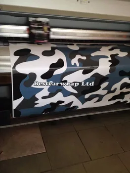 

1.52x10m/Roll Blue Camouflage Vinyl Car Wrap With Air Rlease Arctic Camo Wraps Motorcycle & Bike Wrap Cover auto graphics