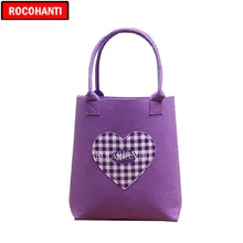 100 шт модная дамская сумка из фетра с милым дизайном сердца/многоразовая сумка для покупок из фетра