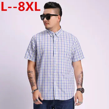 

Large size 4XL 5XL 6XL 7XL 8XL Men's Short Sleeve Shirts casual Work Brand Men Shirts Solid color & plaid / twill shirt men