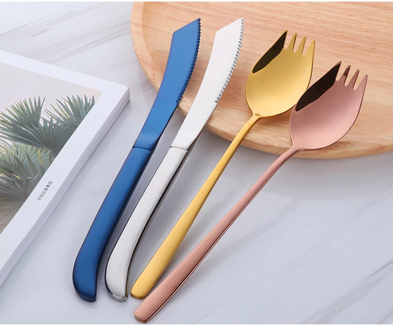 LIYIMENG 2Pcs set 304 Stainless Steel Knife Fork Set Dinnerware Sets Steak Cutlery Western Tableware Dinner Tools10