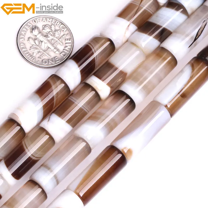 

Gem-inside Natural Tube Cylinder Column Sardonyx Agates Stone Beads For Jewelry Making Bracelet Necklace 15inches DIY Jewellery