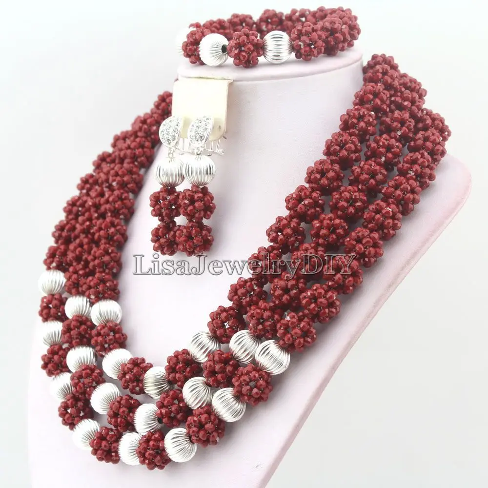  2019 nouvelles perles boules de cristal ensembles de bijoux mariage nigérian fête africaine perles 