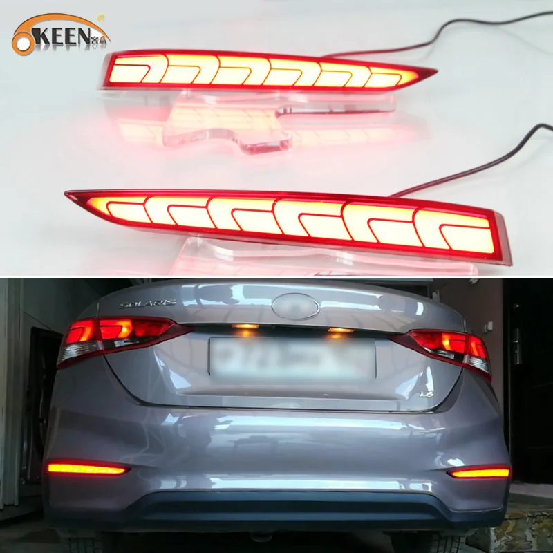 

2PCS For Hyundai Solaris Accent 2017 2018 LED Guide Reflector Tail Rear Bumper Light Brake Signal Lamp Auto Brake Fog Light
