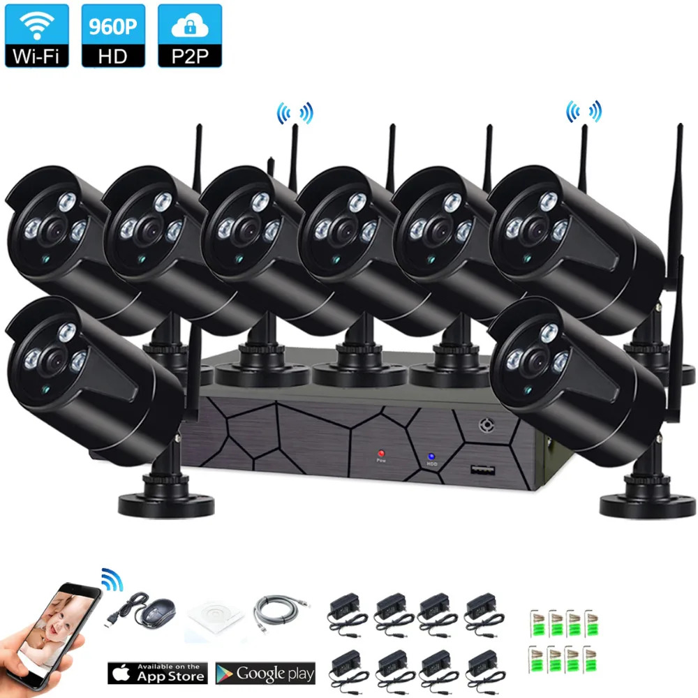 Plug and Play 8CH 1080 P HD Беспроводной NVR Kit P2P 960 внутренний наружный IR Ночное Видение