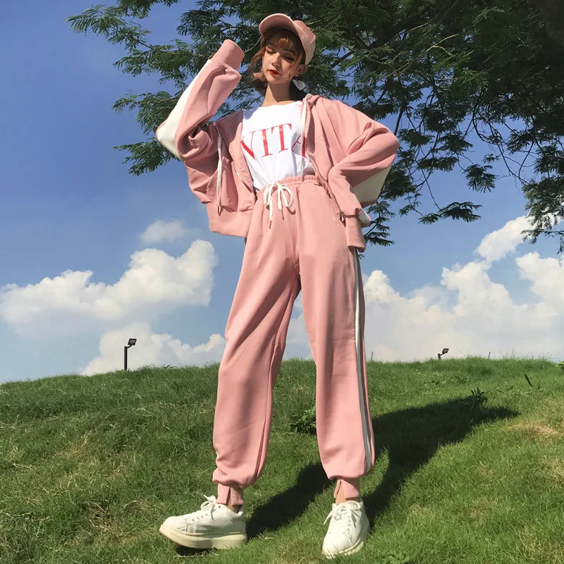 

Tracksuit women two piece set spring autumn loose casual 2 piece set women plus size street clothes wear women two piece outfits