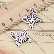 20 pçs encantos oco borboleta 20x19mm tibetano prata cor pingentes antigo jóias fazendo diy artesanal artesanato