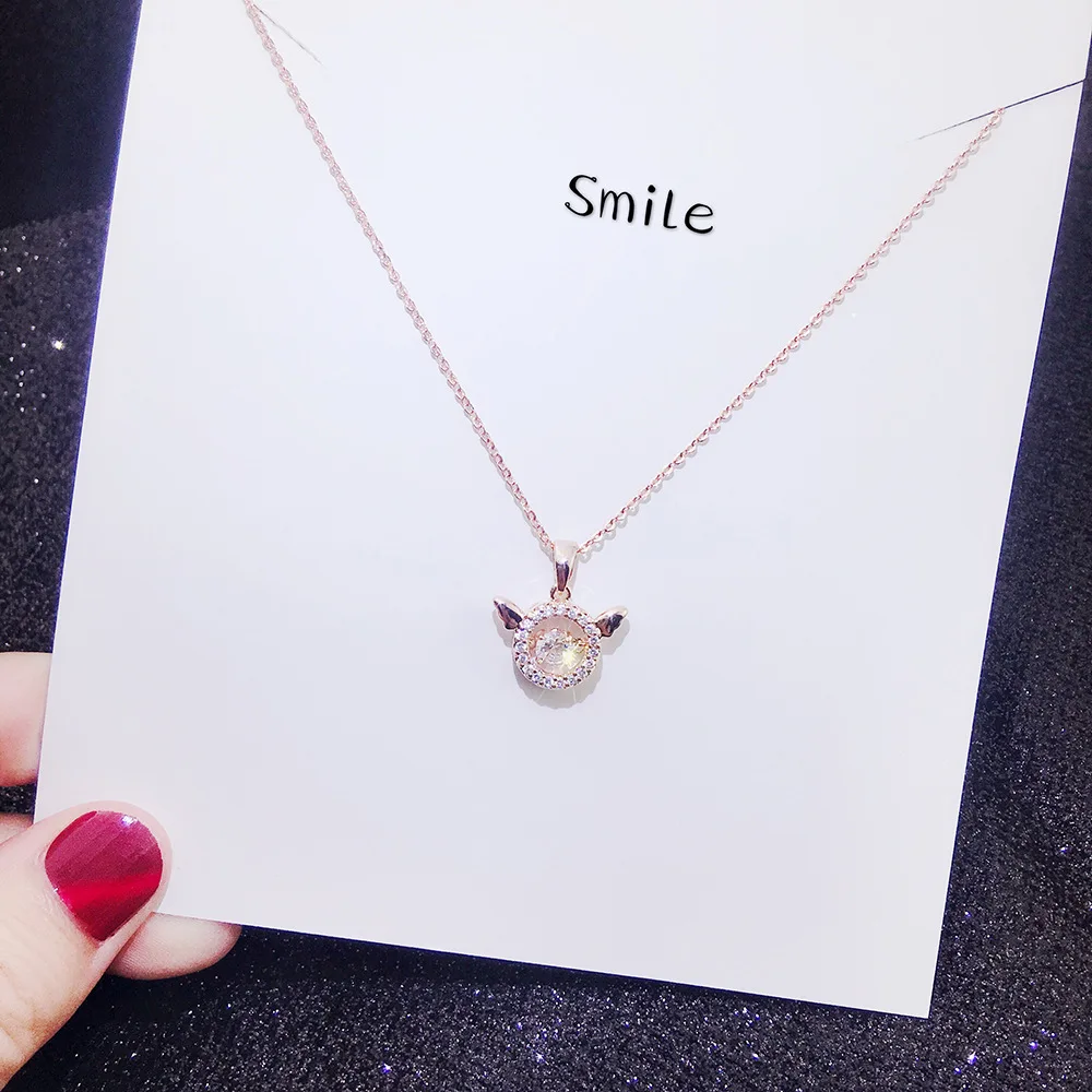 

YUN RUO Cherub Angel Zirconia Stone Pendant Necklace Rose Gold Silver Color Fashion Jewelry Birthday Gift Woman Drop Shipping