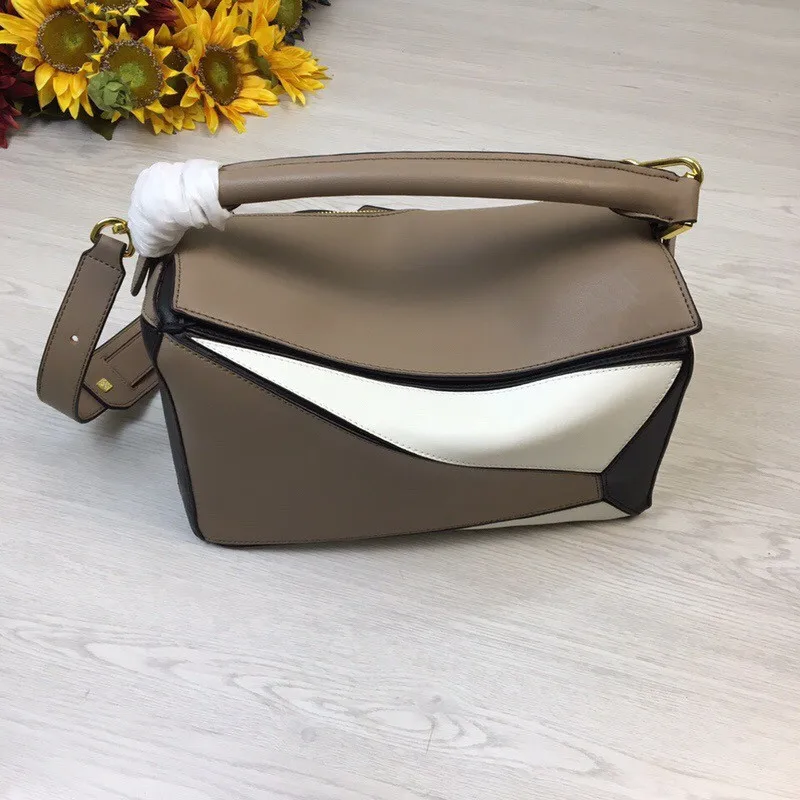 

N Women Bag Brand Panelled Design Real Cow Leather Soft Geometric Handbag for Woman Shoulder bags with Long Strap Sac Bolsas
