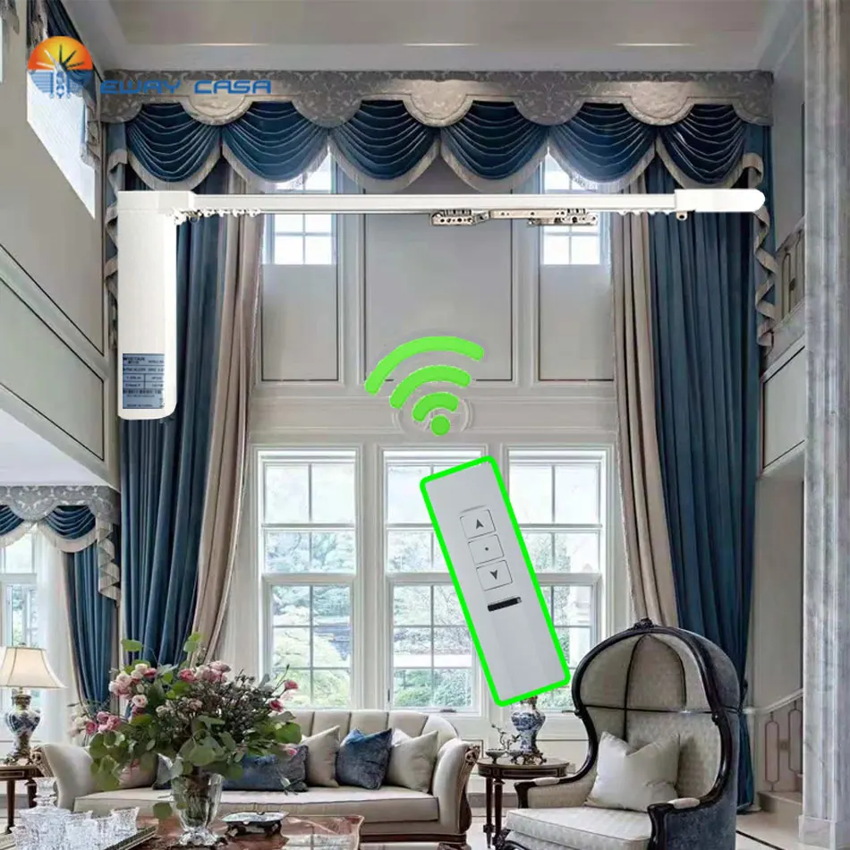

EWAY CASA Customized Super Quite Curtain Motor Automatic Curtain Rails Electric Curtain Track for Smart Home No.CM_CMJ_Track1.2N