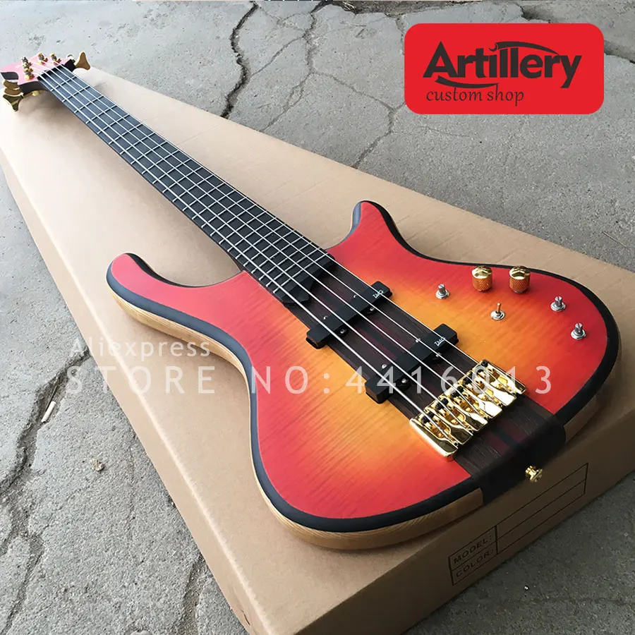 

Top quality factory custom Mayones bass 5 strings with Wenge neck flamed maple musical instrument shop