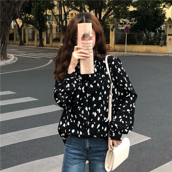 

Lychee Girls Cute Bowknot Blouse Shirts Long Sleeve Print Blouses Spring Autumn Casual Loose Female Shirts