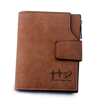 

Fashion Hasp Zip Coin Pocket Purse Women Wallets Cards Holders Small Purse Personality Jesus HOPE LOVE FAITH Prayer Short Wallet