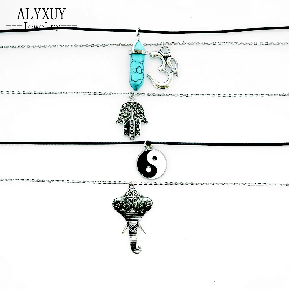 Nuovi monili di modo antico color argento luna sole collana pendente di disegno della miscela includono la catena di collegamento regalo per le donne