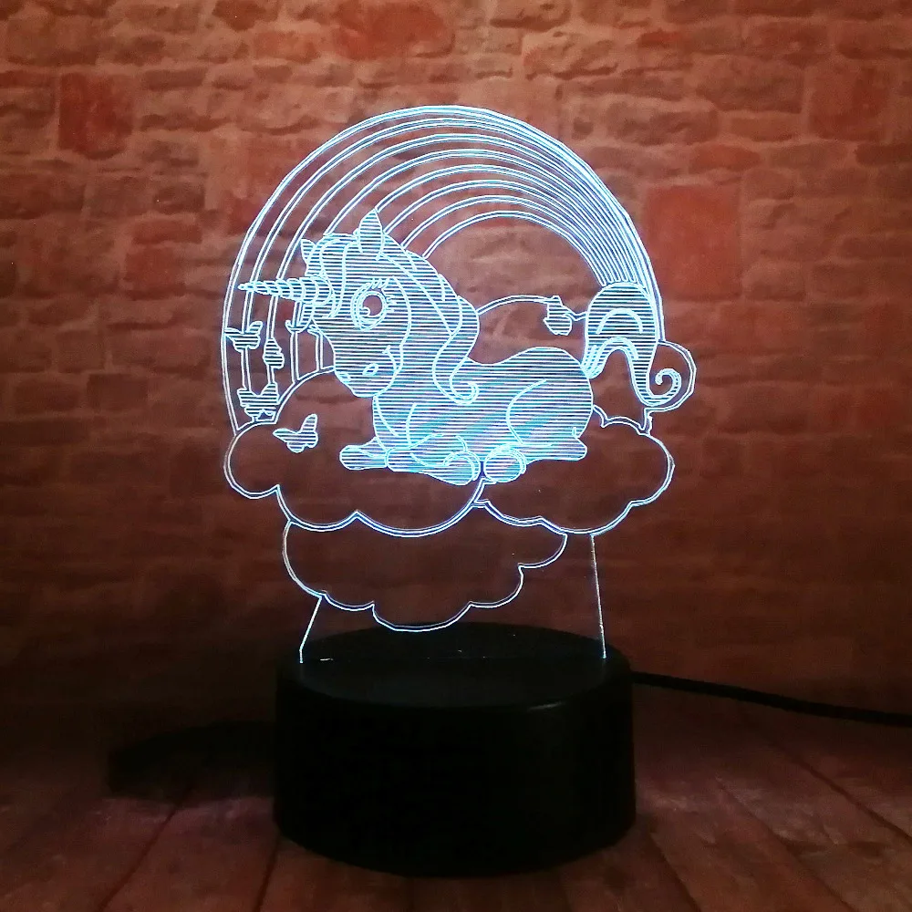 Amroe 3D мультфильм милый Единорог облако LED 7 цветов градиентный ночной Светильник