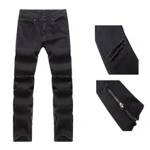 Designer Fog Justin Bieber Vintage Black Urban Clothing Ankle Zipper Skinny Distressed Ripped Jeans Men Jean Free Shipping
