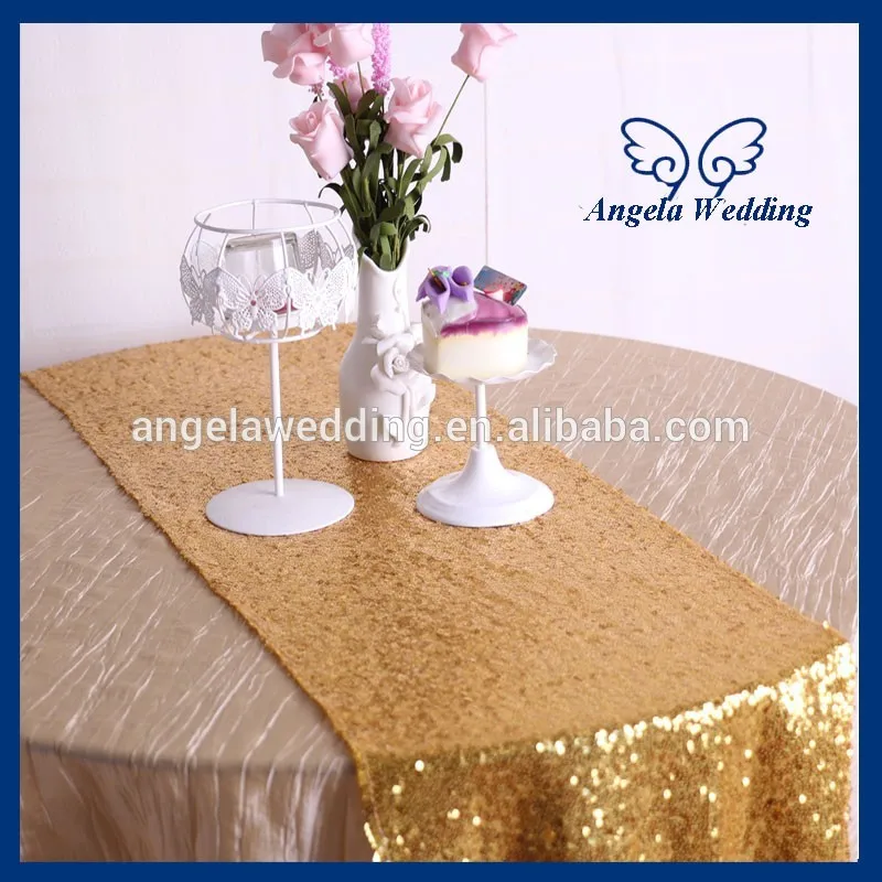 

RU002D Custom made cheap bead many colors available sequence decorative yellow gold sequin table runner