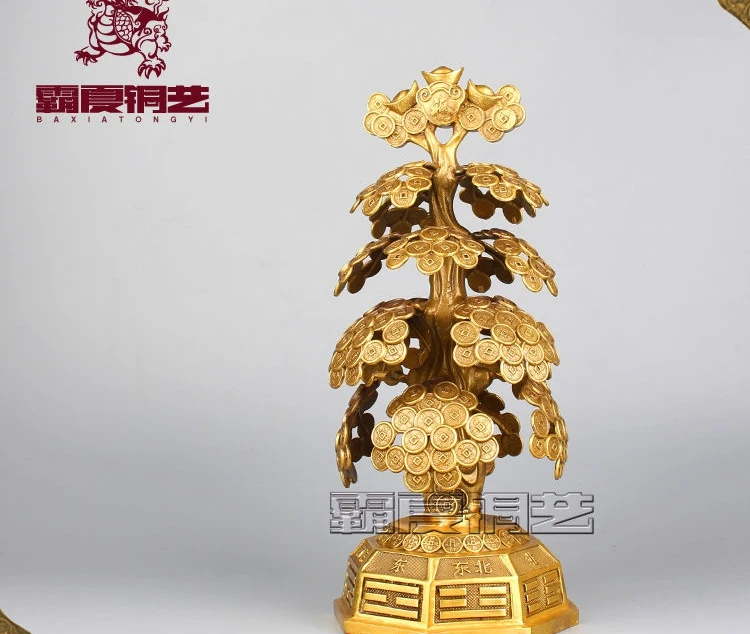 

14" China Brass Money Tree Ingot Coins Statue Figurine