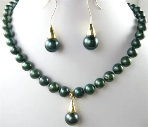 

Hot sale new Style >>>>>4 color!white/black pearl &green/purple stone/red/pink shell necklace pendant set