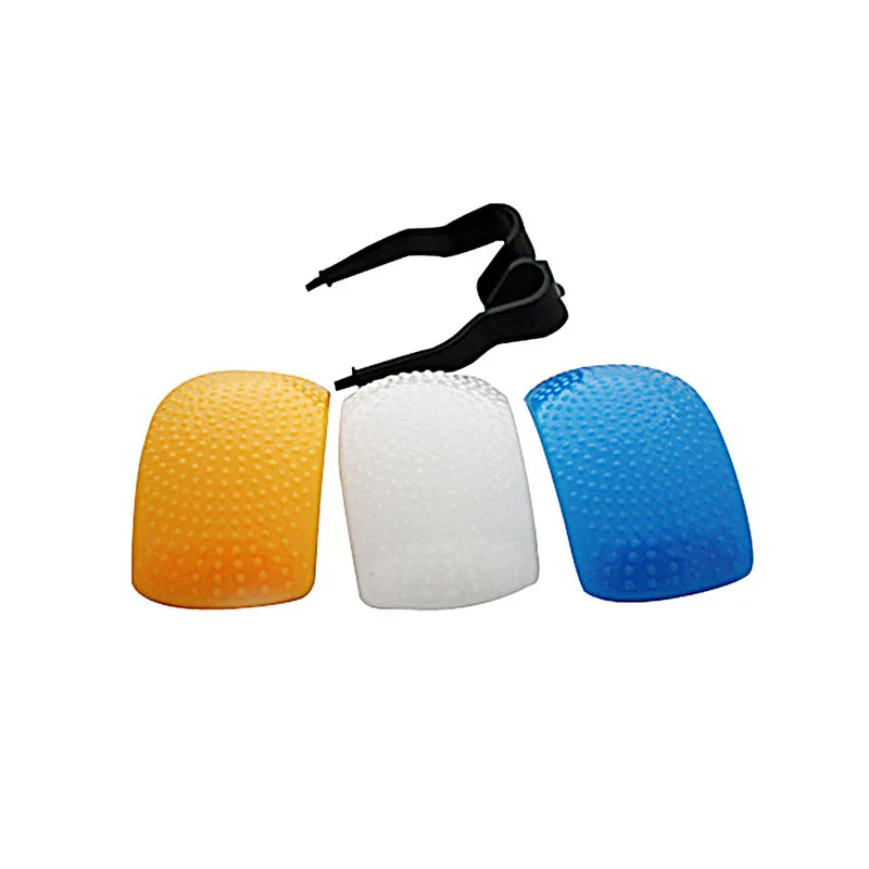 

3pcs Puffer Pop-Up Flash Soft Diffuser Cover Dome for Speedlite Canon Nikon Pentax Camera DSLR White Yellow Blue Color