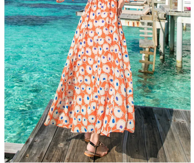 Женские Длинные Макси платья Bohemia Dressv шеи Сплит пляжные летние платья vestidos