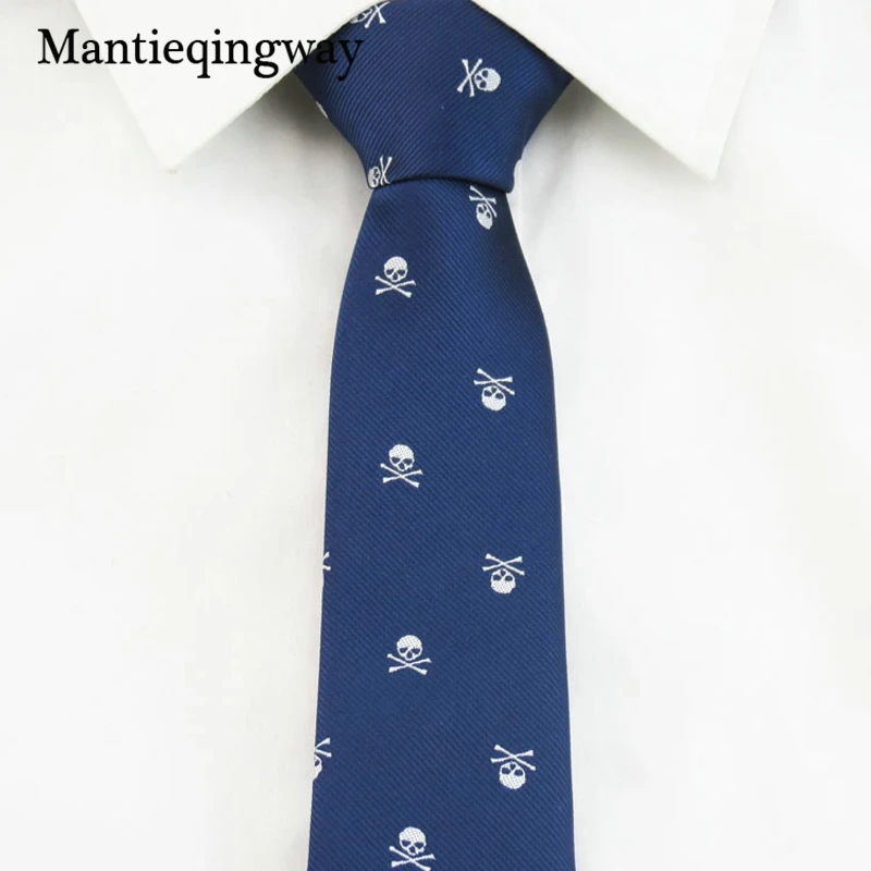 Mantieqingway бренд череп шаблон галстуки для мужчин тонкие галстуки полиэстер жаккард узкий галстук свадьба корбата деревянный галстук-бабочка