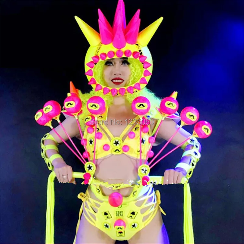 Nightclub-Fluorescent-Stage-Perfromance-Costumes-Space-Helmet-Bikini-Sexy-Lady-Evening-Party-Dress-Clothes_
