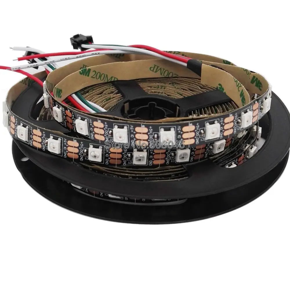 5 м DC5V WS2812B встроенный WS2811 IC 60 светодиодный/M RGB цвет мечты индивидуально адресуемый пиксель светодиодные полосы IP20 неводонепроницаемый белый PCB