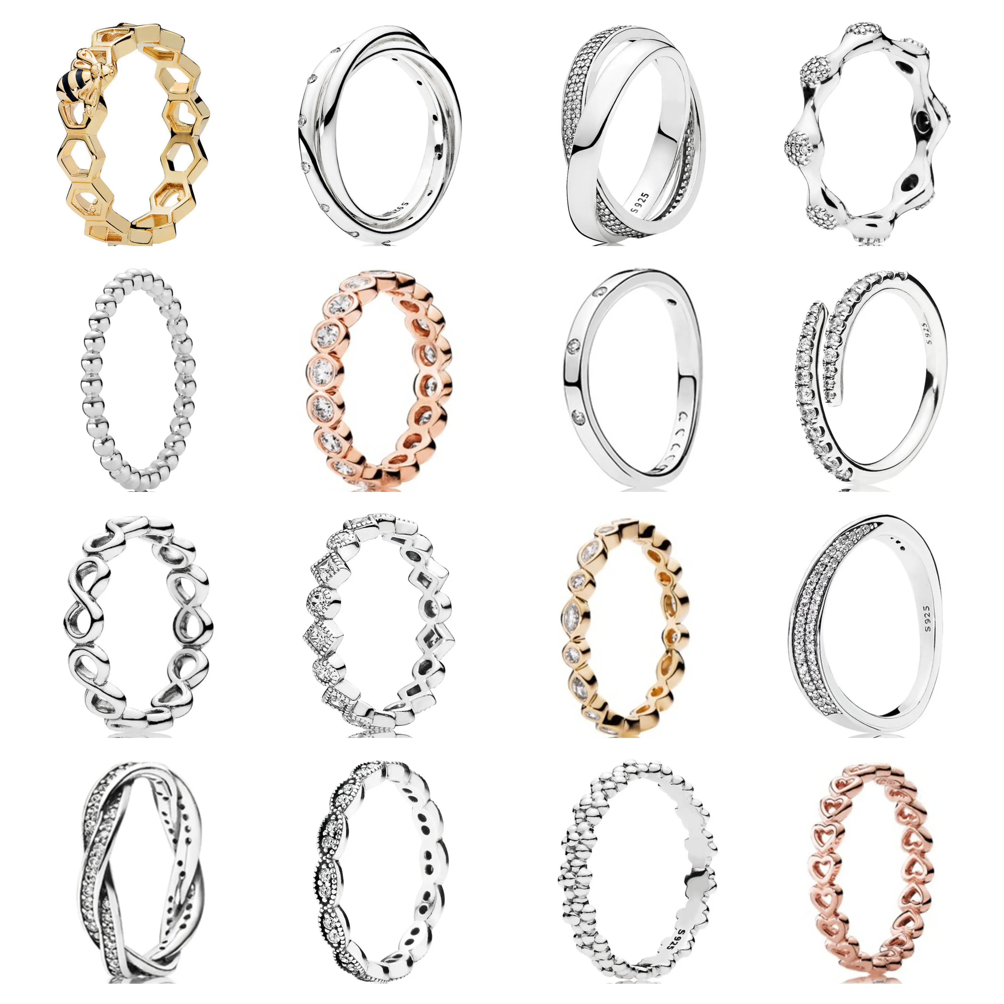 

Authentic 925 Sterling Silver Personality Simple Fashion Oriental Bee Honeycomb Dazzling Ring Fit Europea Charm Bracelet Jewelry