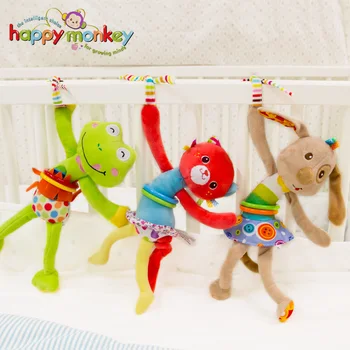 

Happy Monkey Vibrate Plush Stuffed Animal Soft Bed Stroller Crib Hanging Activity Educational Baby Fun Rattle Toys for Children