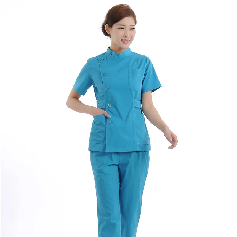 New Women Medical Scrub Sets Nurse Hospital Uniforms Dental Clinic Beauty Salon Short Sleeve Medical Workwear Slim Fit  1904