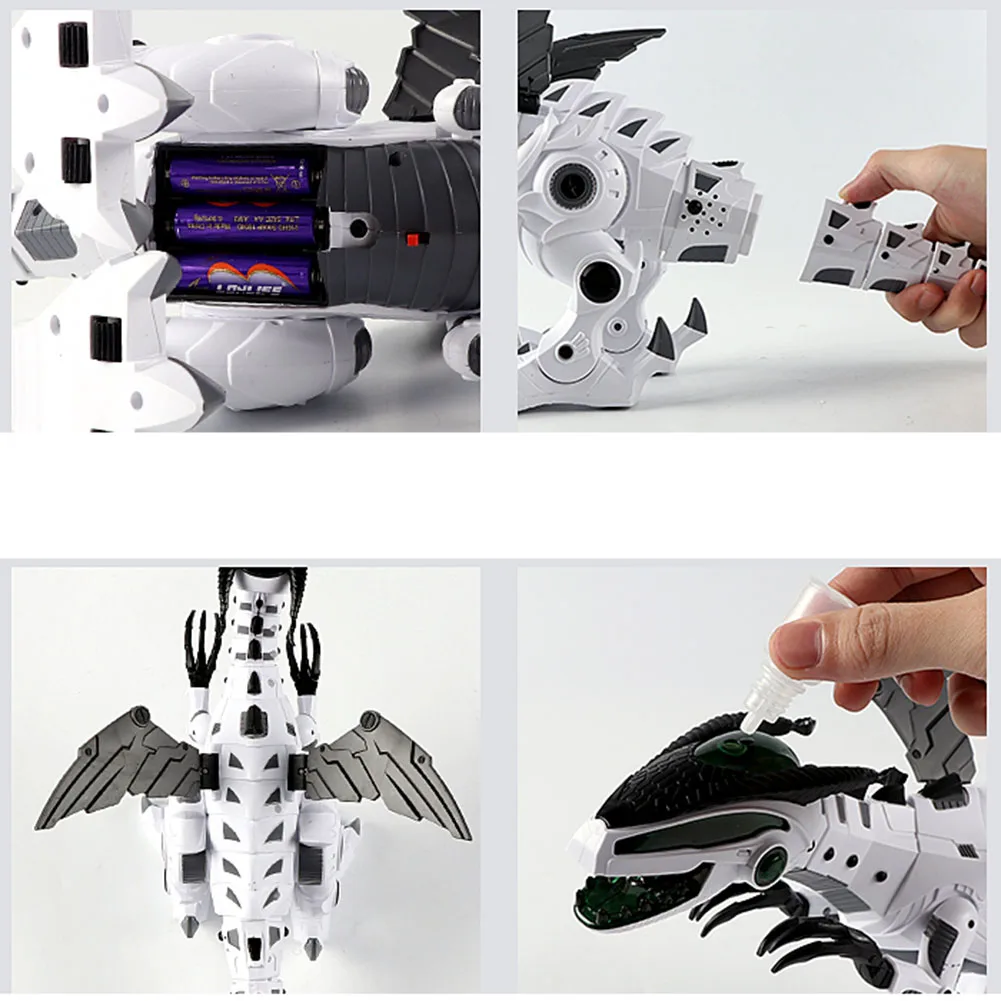 Белый спрей Электрический динозавр механический Птерозавр Динозавр мир игрушка с 3 шт. маленький динозавр модель