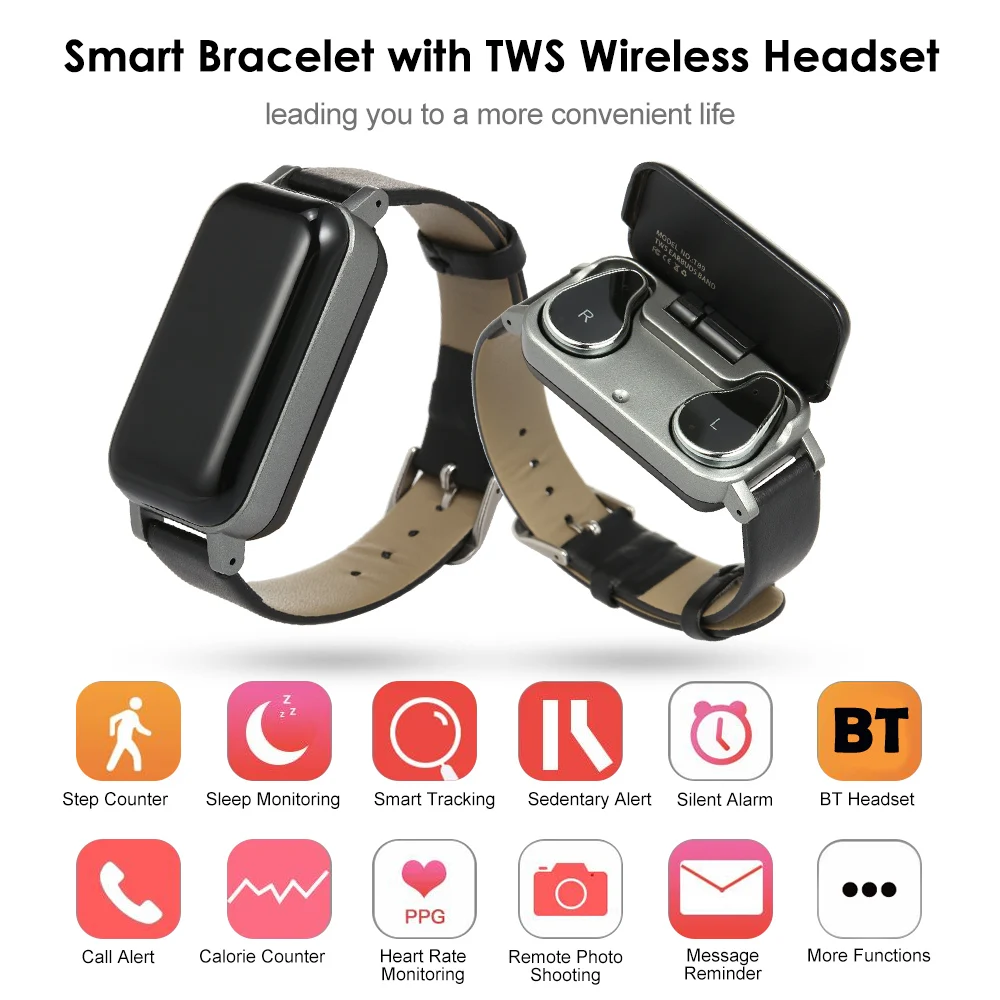 

TWS Earbuds Smart band Fitness Tracker Wireless Bluetooth earphone Smart bracelet Watch Sports Step Calorie Counter